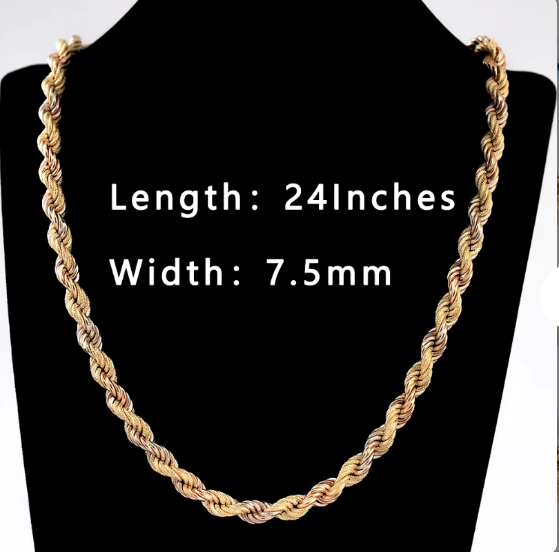 Thumbnail: Twisted Rope Chain  - 18K Gold Necklace
