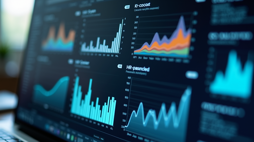 Close-up view of a digital dashboard showing HR analytics and metrics