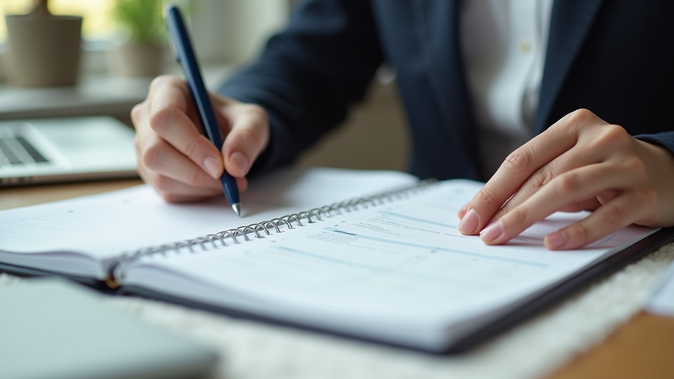 Close-up view of a planner showcasing organized tasks