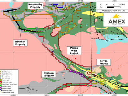 Amex Exploration optionne les propriétés Newman, Noseworthy et Hepburn en Ontario