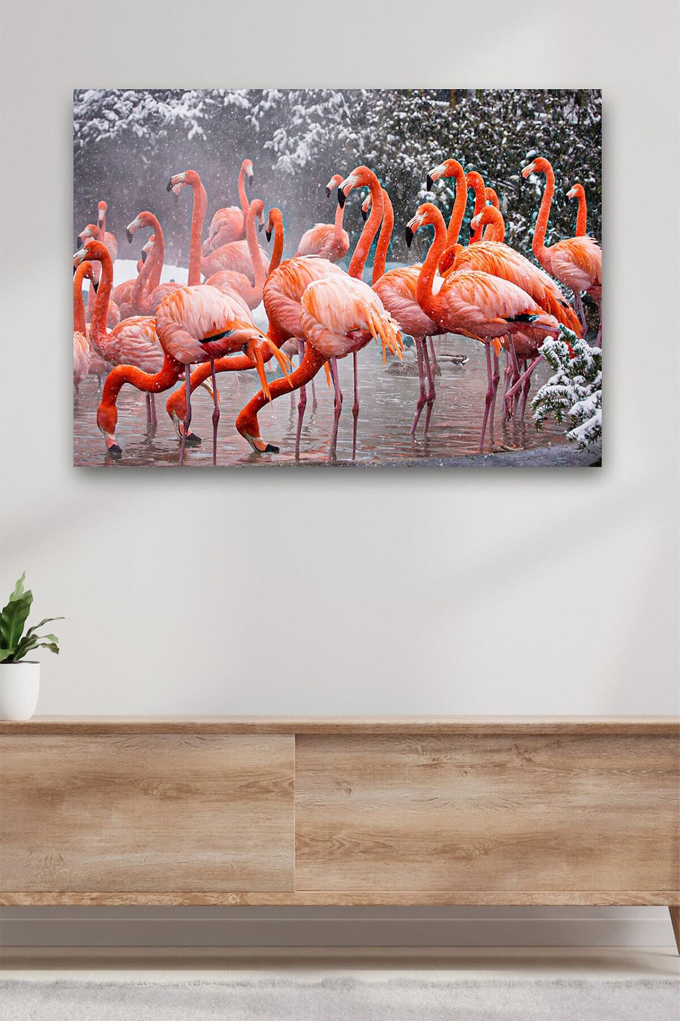 Hayvanlar Flamingolar Kanvas Dekoratif Duvar Tablosu Baskılı