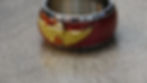 Thumbnail: Canadian Airborne Tribute Ring – 18K Gold, Red Opal Maple Leaf, 11mm Stainless C