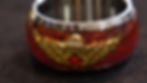 Thumbnail: Canadian Airborne Tribute Ring – 18K Gold, Red Opal Maple Leaf, 11mm Stainless C
