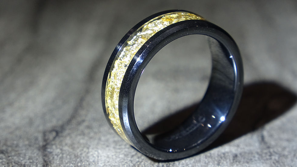 Thumbnail: #18.Black Ceramic gold Flake Full saturation Ring(Memorial option)