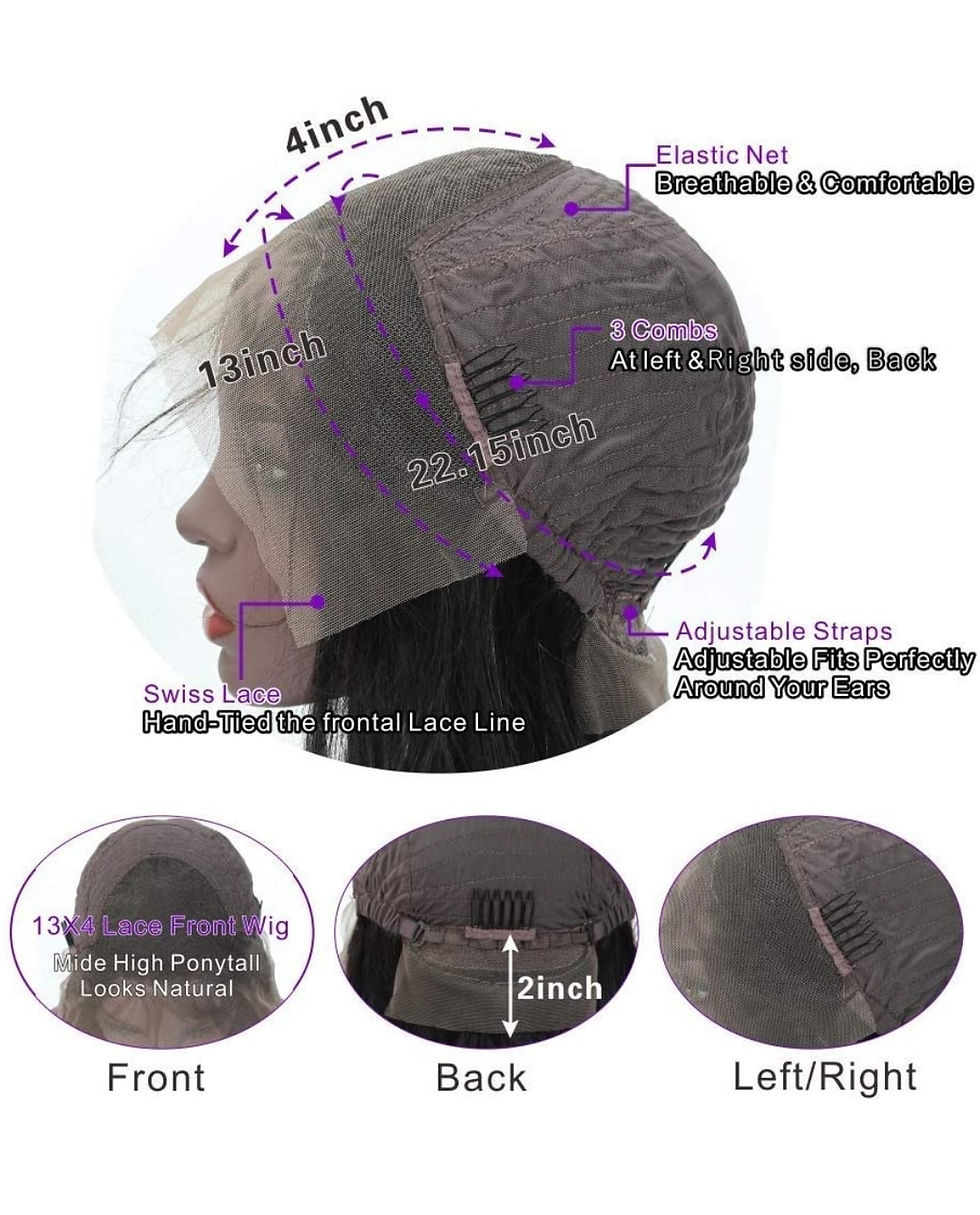 Thumbnail: Human Hair Wig Brazilian Straight Lace Front Wig