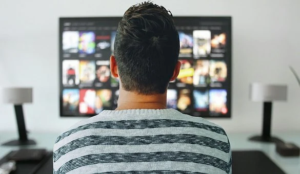 person watching a video