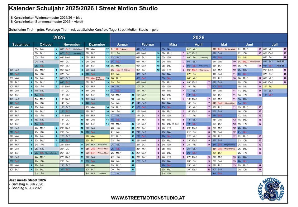 Kurskalender 2025/26