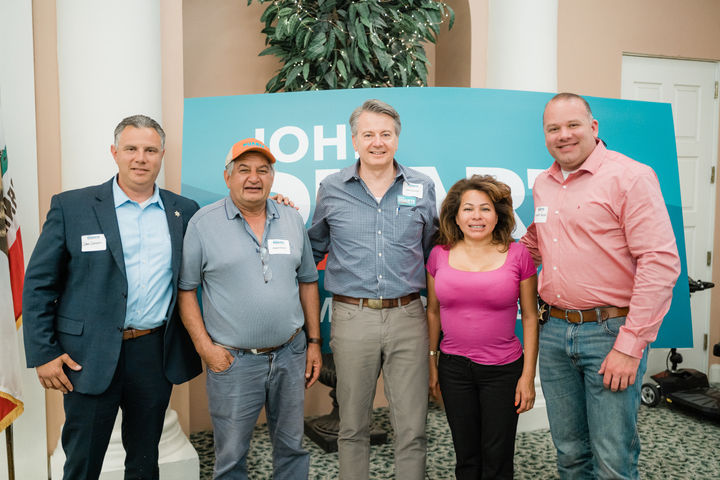 Campaign group photo of John Duarte (center) and four campaign supporters at his sides.
