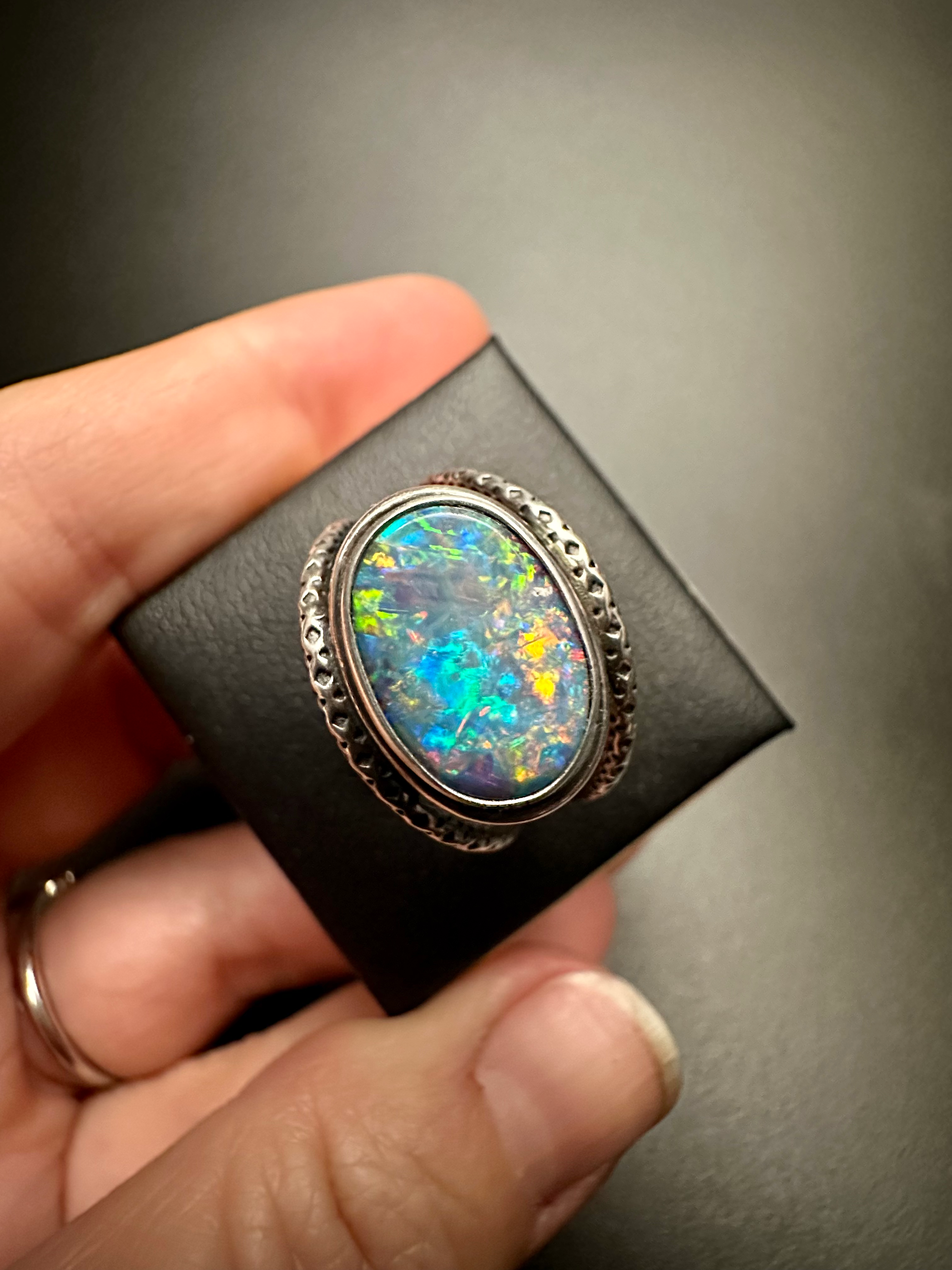 The Galadriel - Coober Pedy Crystal Opal Ring
