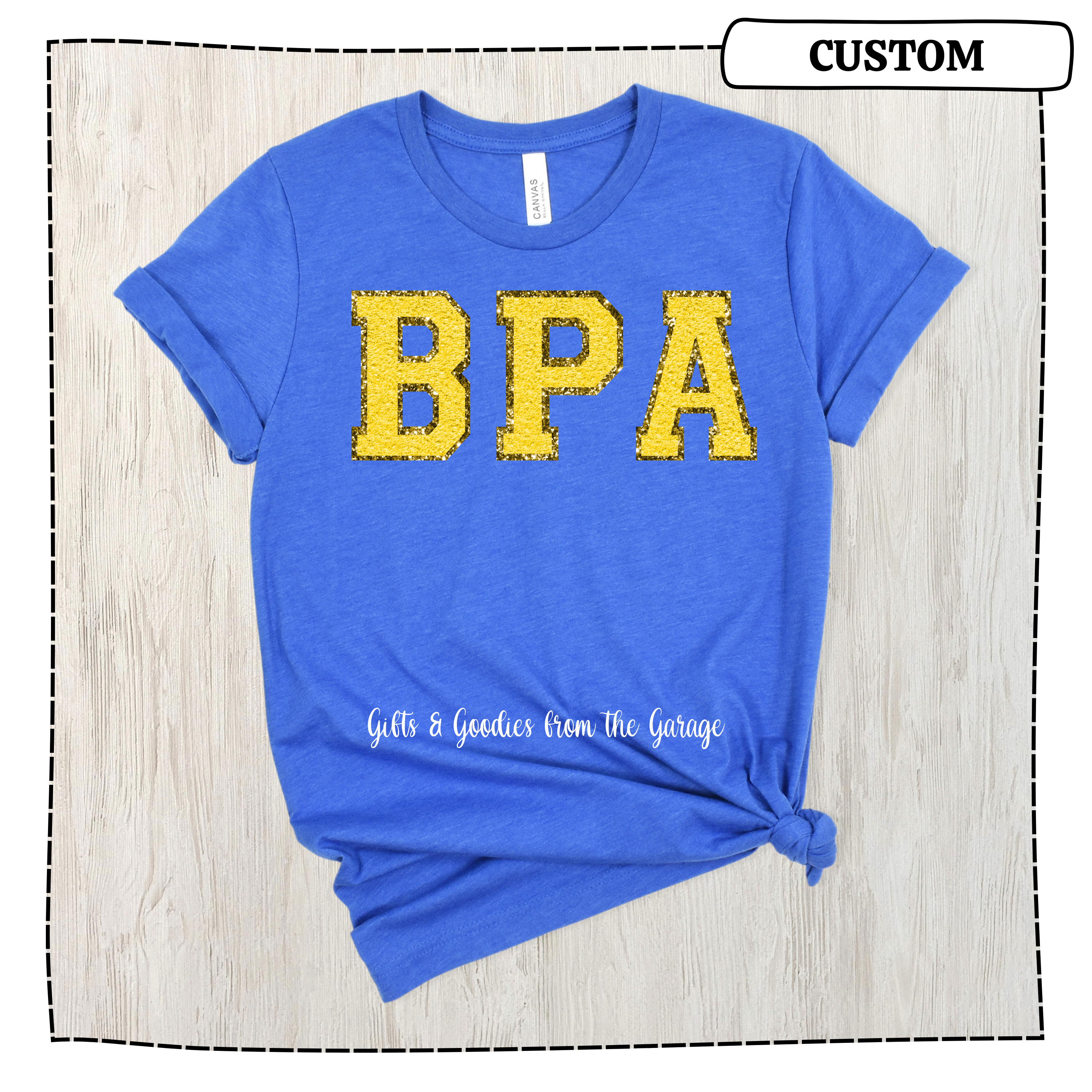 BPA Faux Chenille Embroidered Tee Yellow Initials