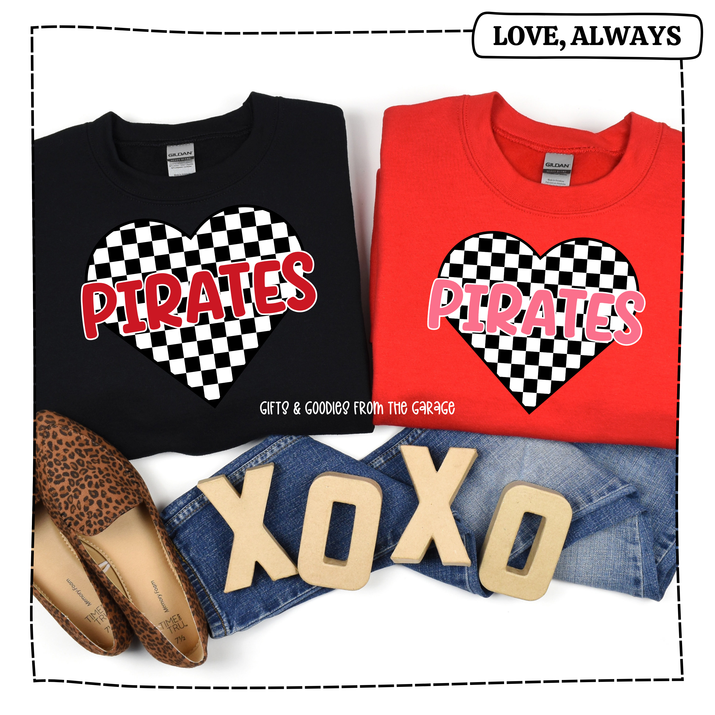 Checkered Mascot Love - Pirates Red