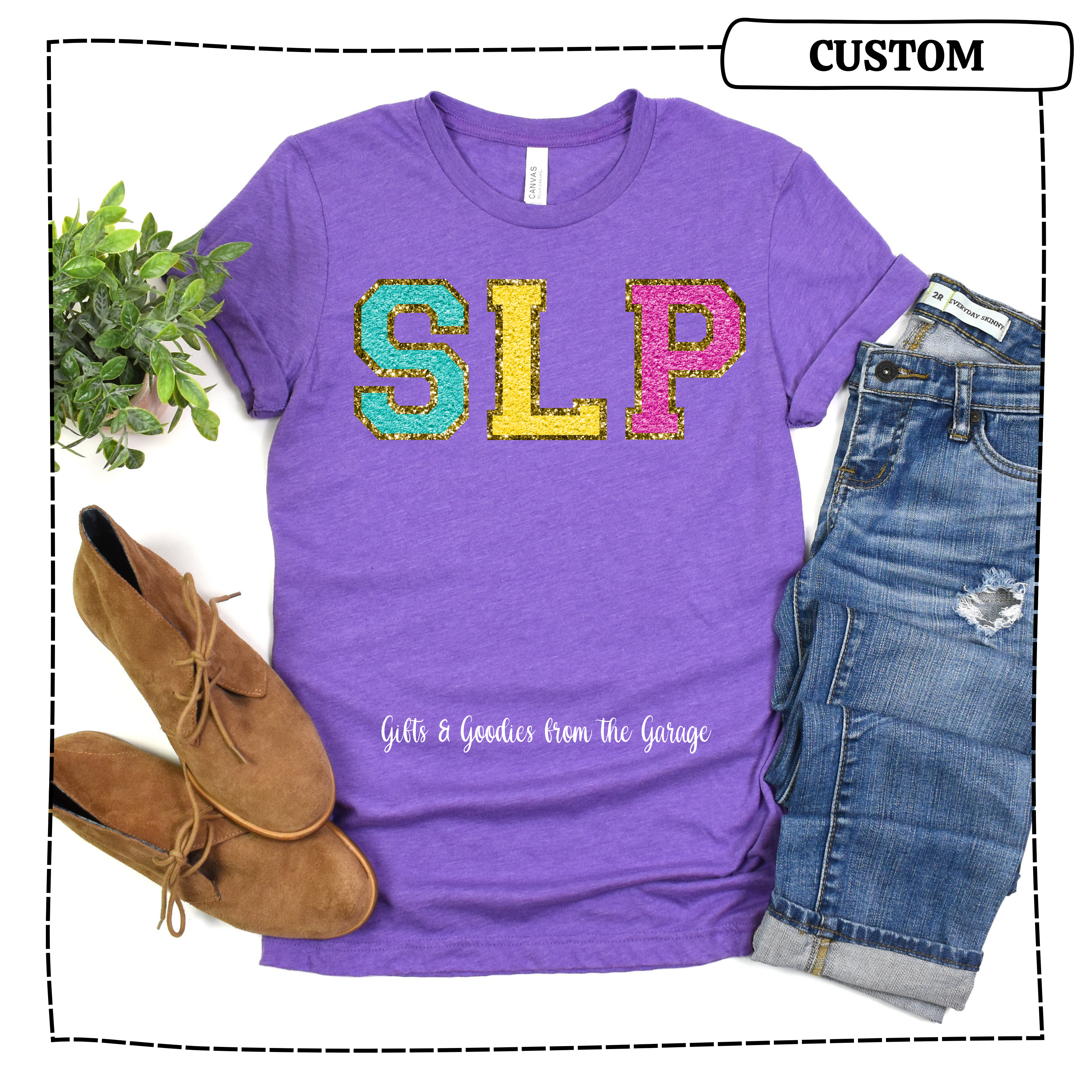 SLP Faux Chenille Embroidered Tee   Tropical Colors