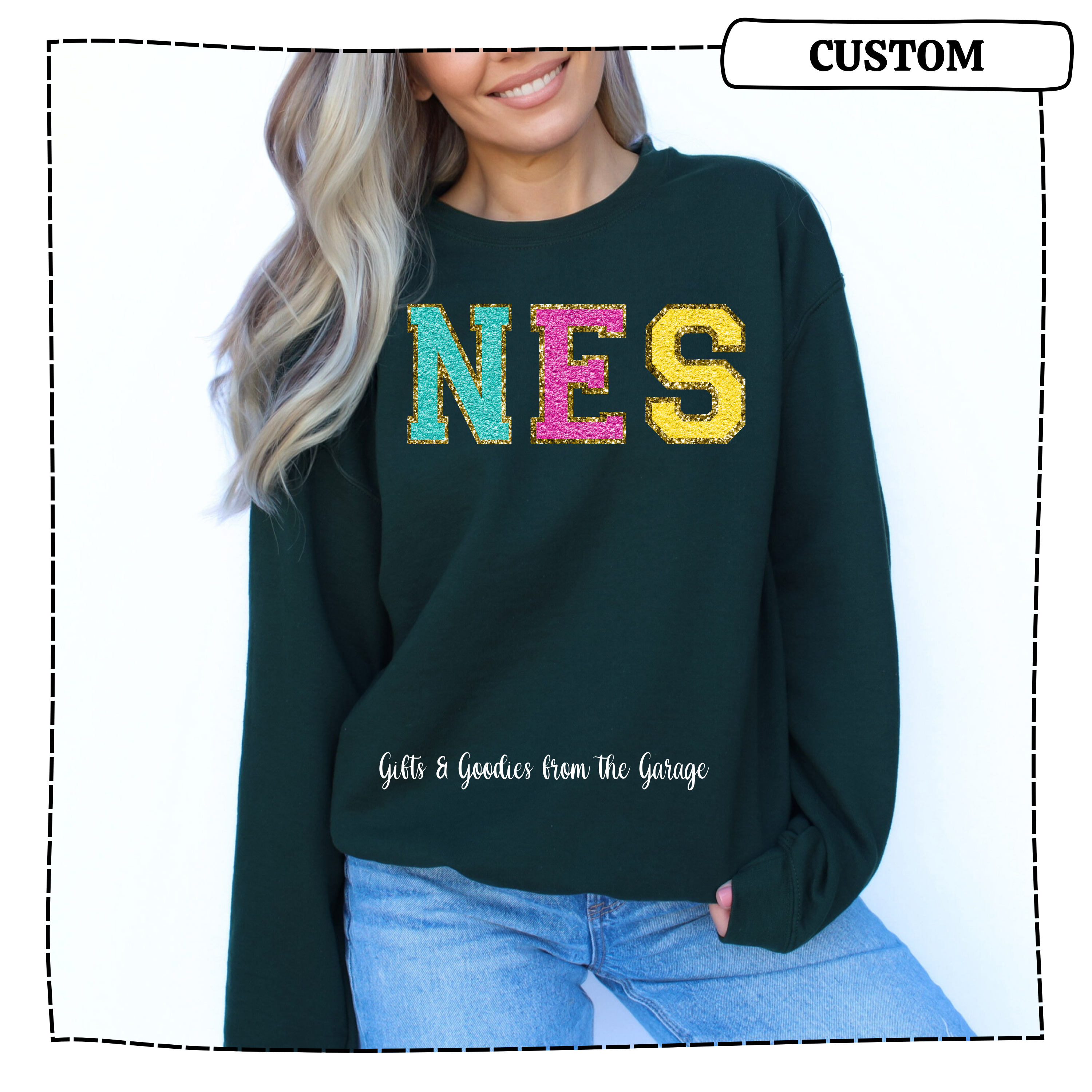 NES Faux Chenille Embroidered Tee   Tropical Colors