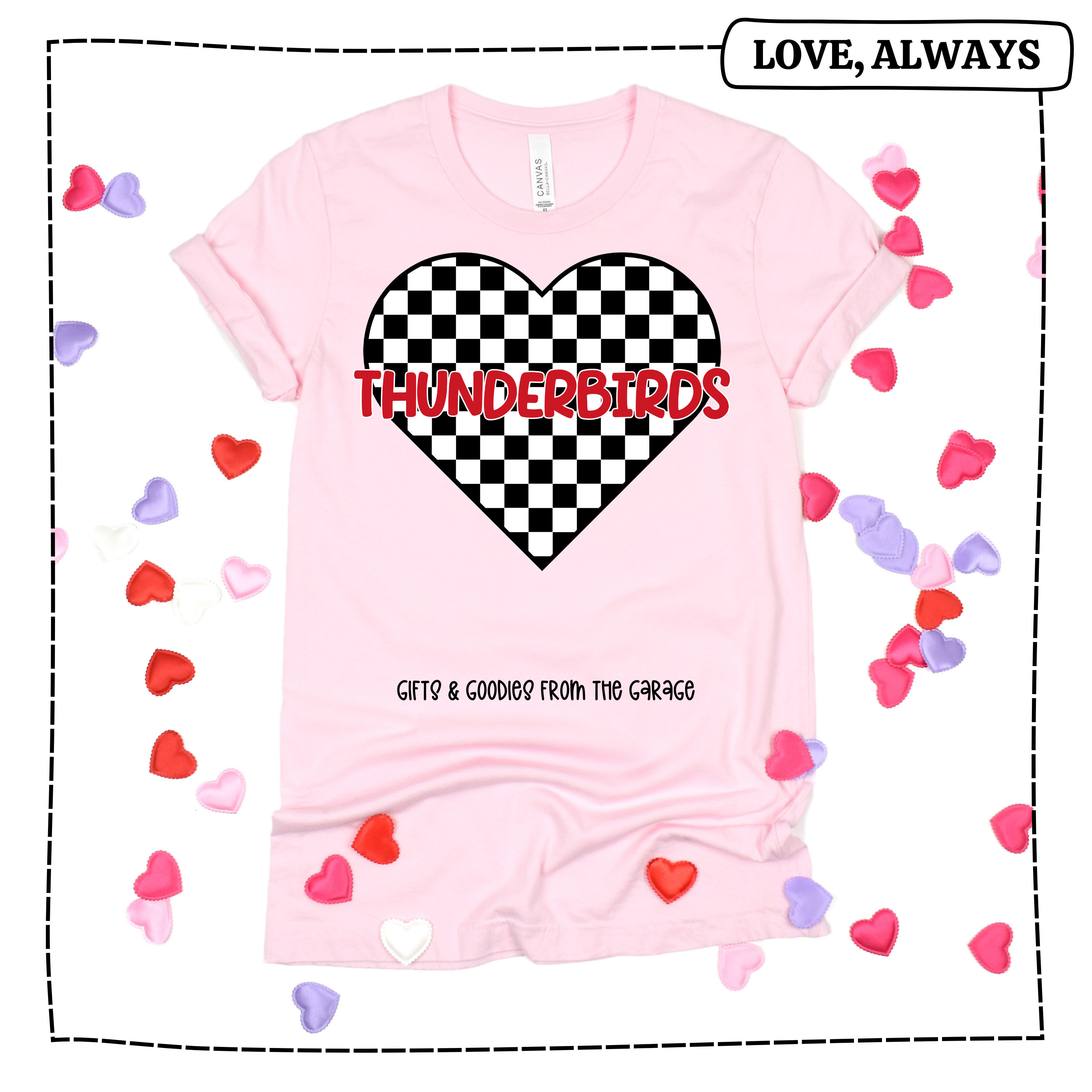 Checkered Mascot Love - Thunderbirds Red