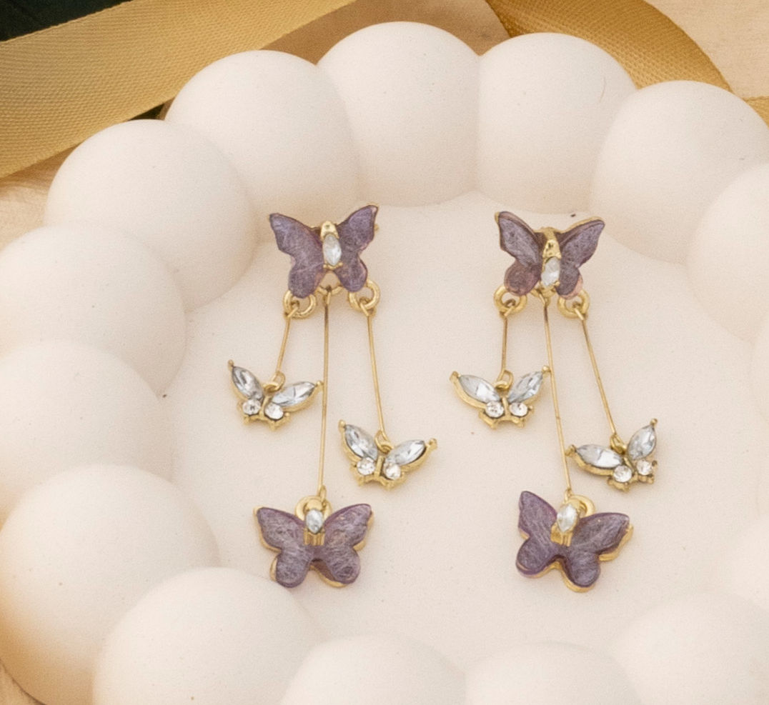 Crystal Butterfly Dangle Earrings