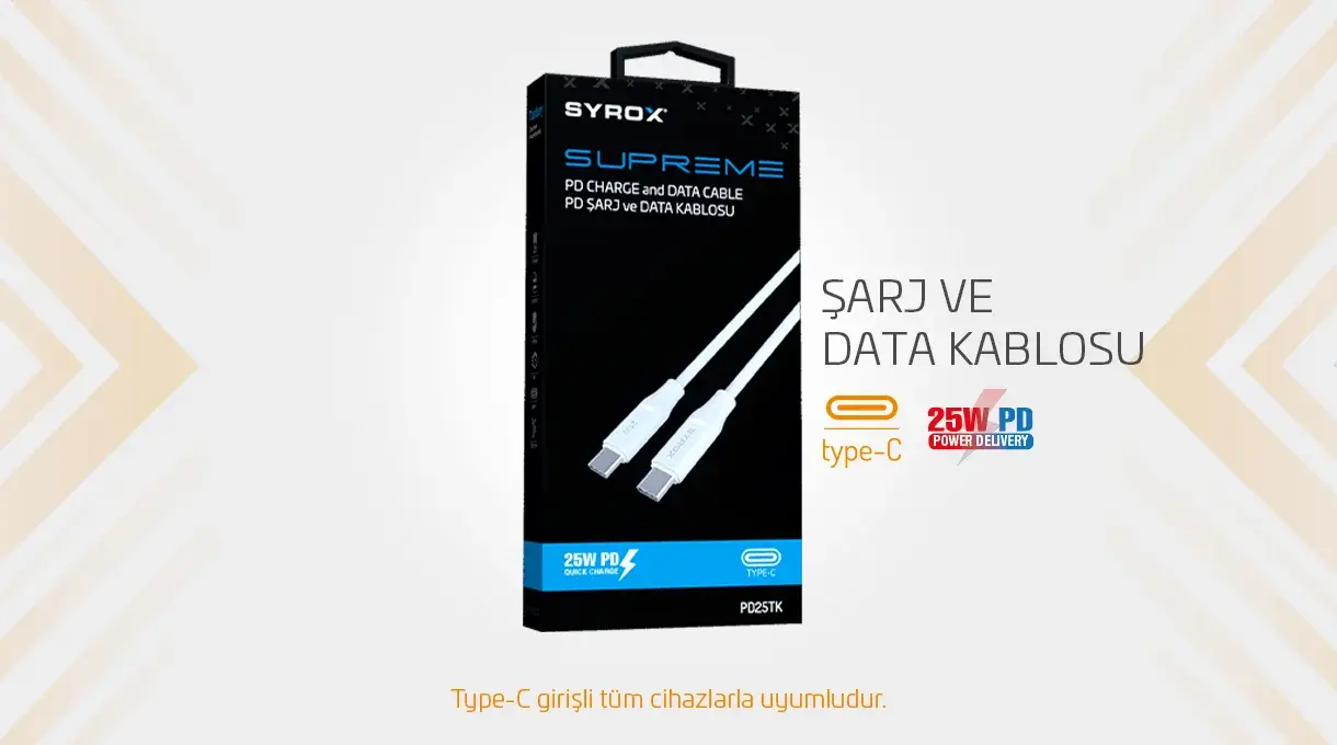 PD25TK SUPREME 25W Type-C Şarj & Data Kablosu