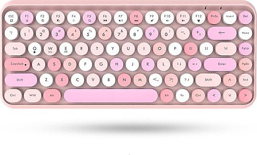 Ajazz 308I Mini Vintage Pembe Q Kablosuz Klavye