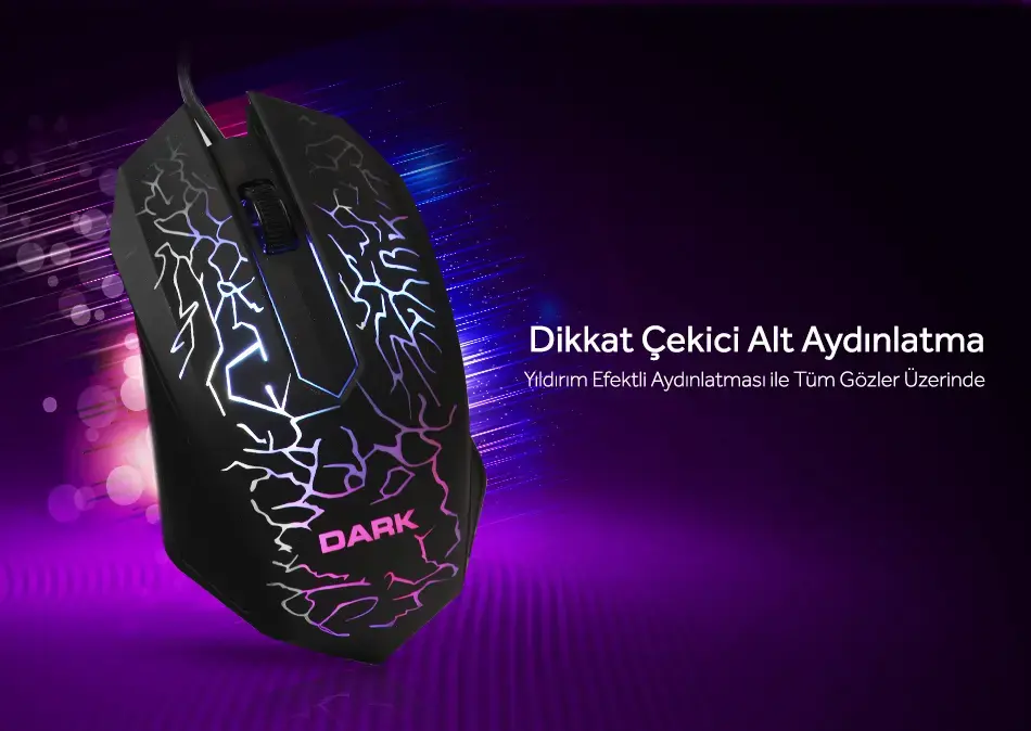 Küçük resim: Dark Elite Force GKM1000 Gaming Kablolu RGB Klavye Mouse Seti