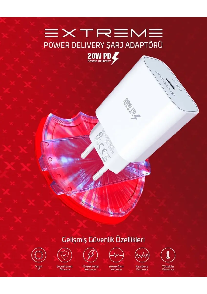 Küçük resim: PD20B 3.0A Pd 20W Type-C Çıkışlı Hızlı Şarj Adaptörü (Başlık) Beyaz 1 PD20B 3.0