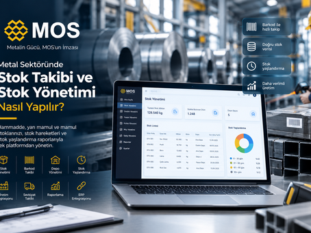Metal sektöründe stok takibi ve stok yönetimi için MOS stok yaşlandırma, barkod ve depo yönetimi ekranı