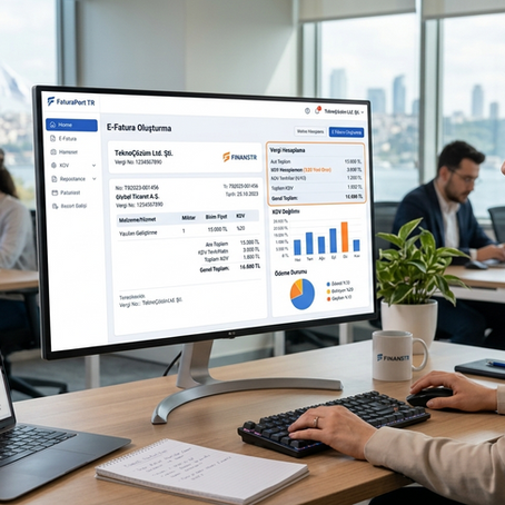 Bilgisayar başında bie kadın. Ekranında fatura detayları yazıyor