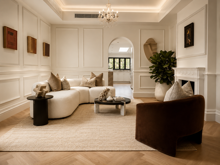 Paddington terrace residence styled by Let’s Style Interiors, featuring contemporary furnishings, heritage architecture and refined neutral interiors.