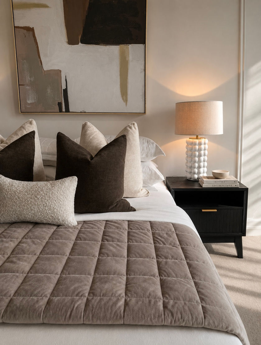 High-end apartment styling designed to maximise space, natural light and buyer appeal through timeless contemporary interiors.