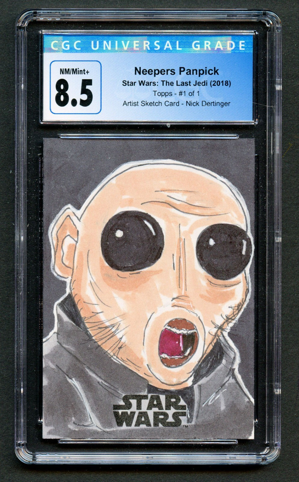 Neepers Panpick Artist Sketch Nick Dertinger Star Wars The Last Jedi 2018 CGC 8