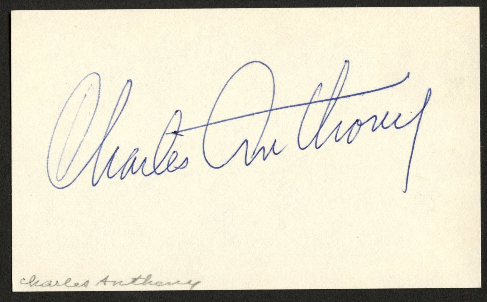 Charles Anthony d2012 signed autograph 3x5 Cut American Actor & Tenor