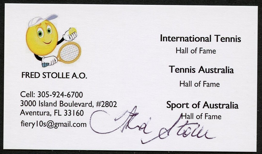 Fred Stolle signed autograph auto International Tennis Business Card BC822