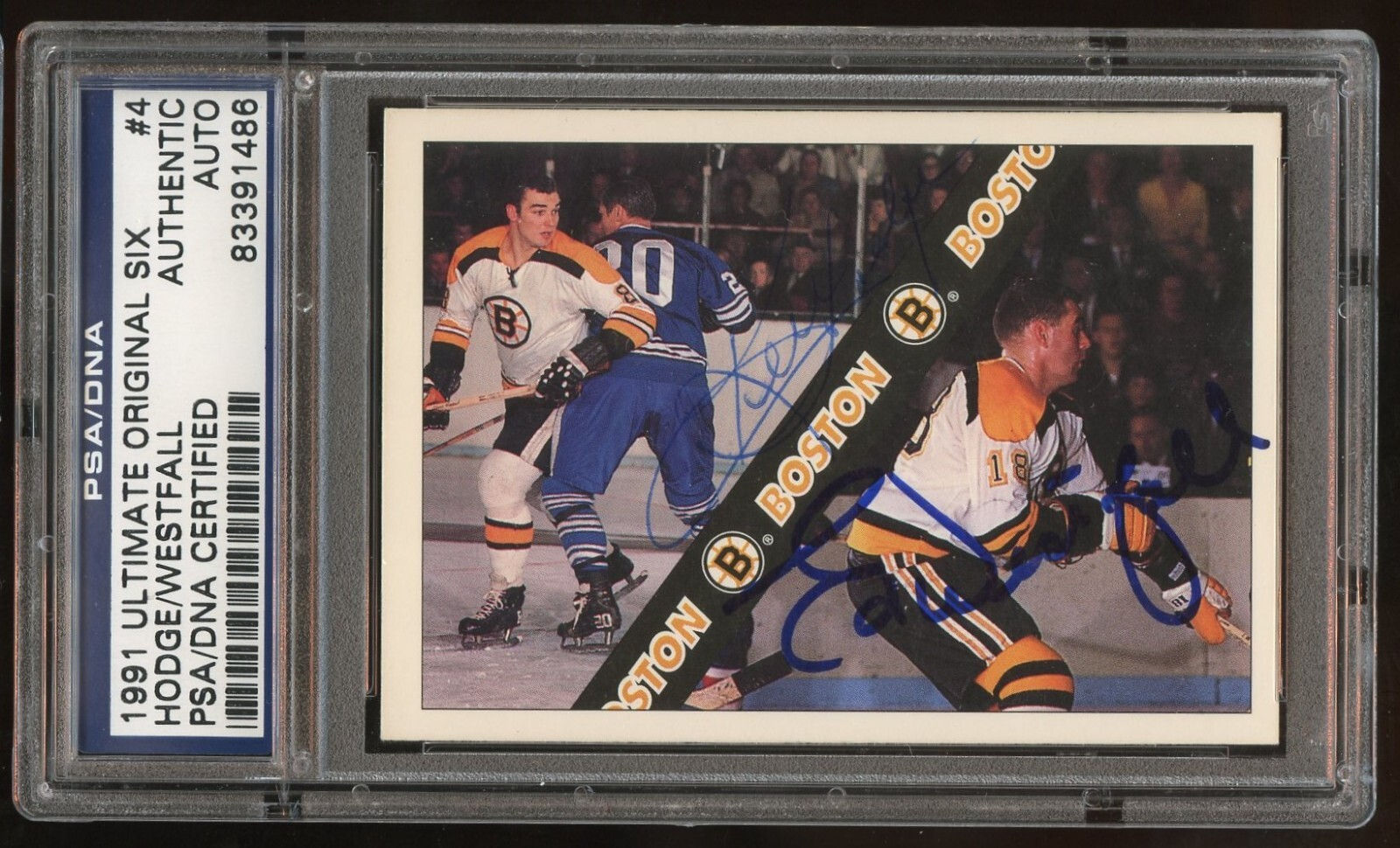 Hodge & Westfall #4 signed autograph 1991 Ultimate Original Six Hockey Card PSA