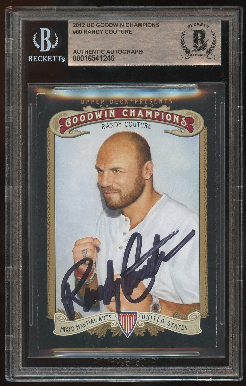 Randy Couture #80 signed autograph auto 2012 UD Goodwin Champions Card BAS Slab