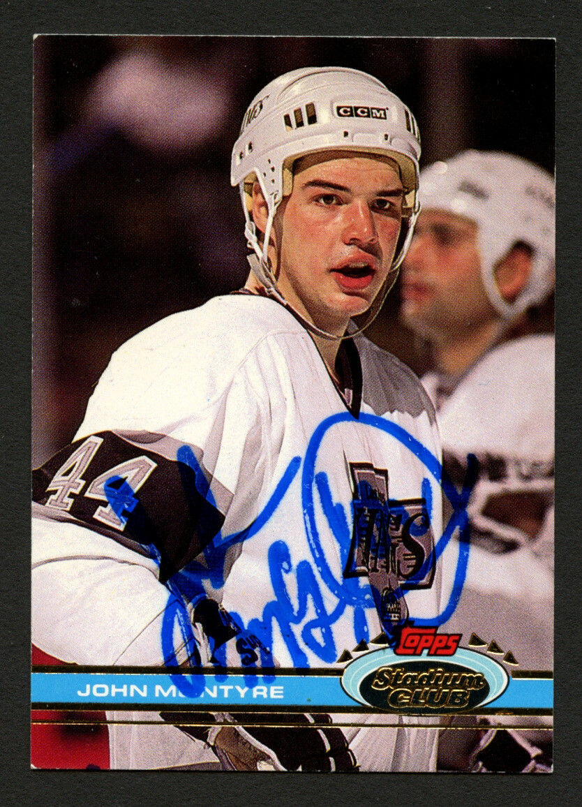 John McIntyre #324 signed auto 1991-1992 Topps Stadium Club Hockey Card