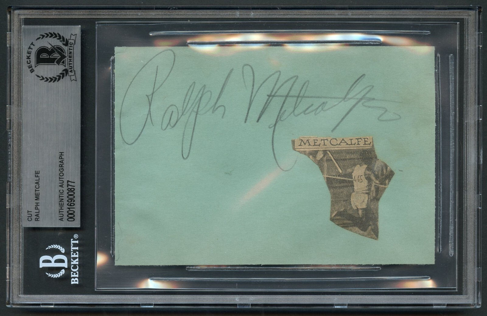 Ralph Metcalfe d1978 signed autograph auto 3x5 Cut American Track & Field BAS