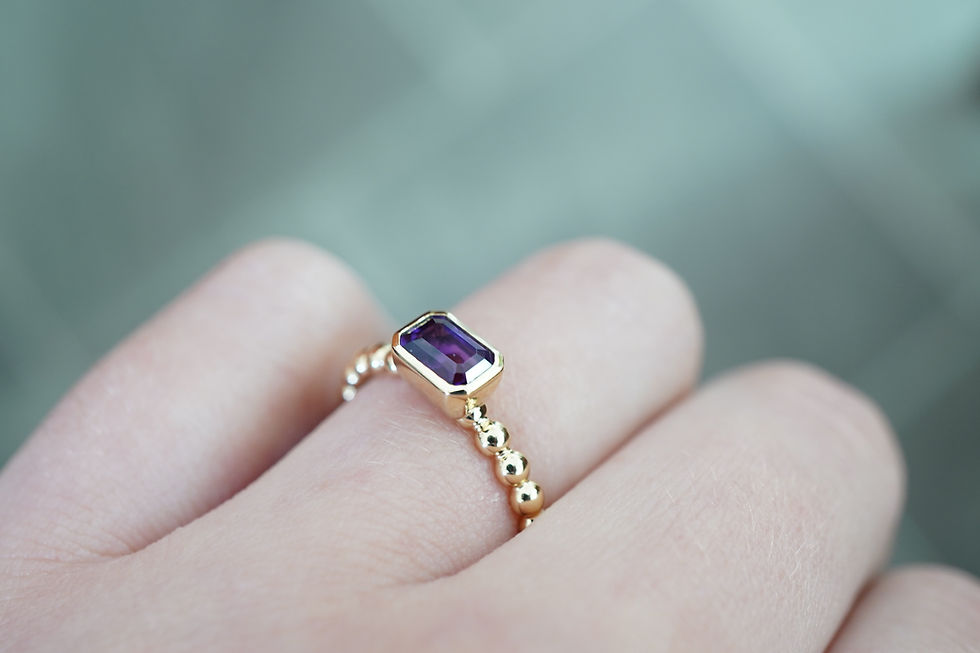 Thumbnail: 14k Bezel-Set Amethyst Beaded Ring