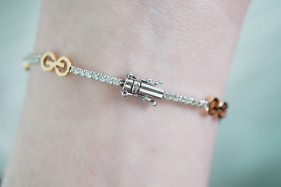 Thumbnail: 18k White & Rose Diamond Link Bracelet