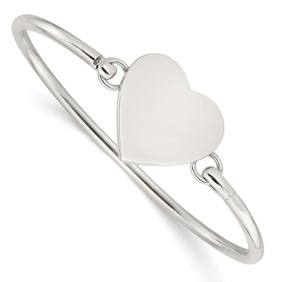 Sterling Silver Heart Bangle Bracelet