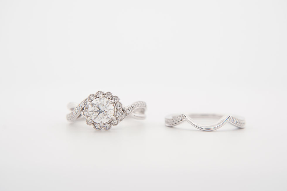 Thumbnail: 1.2ctw Floral Halo Diamond Wedding Set