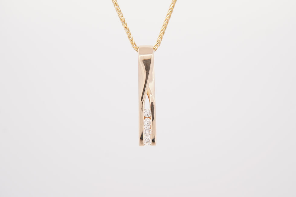 Thumbnail: 14k 1/5ctw Diamond Channel Bar Necklace