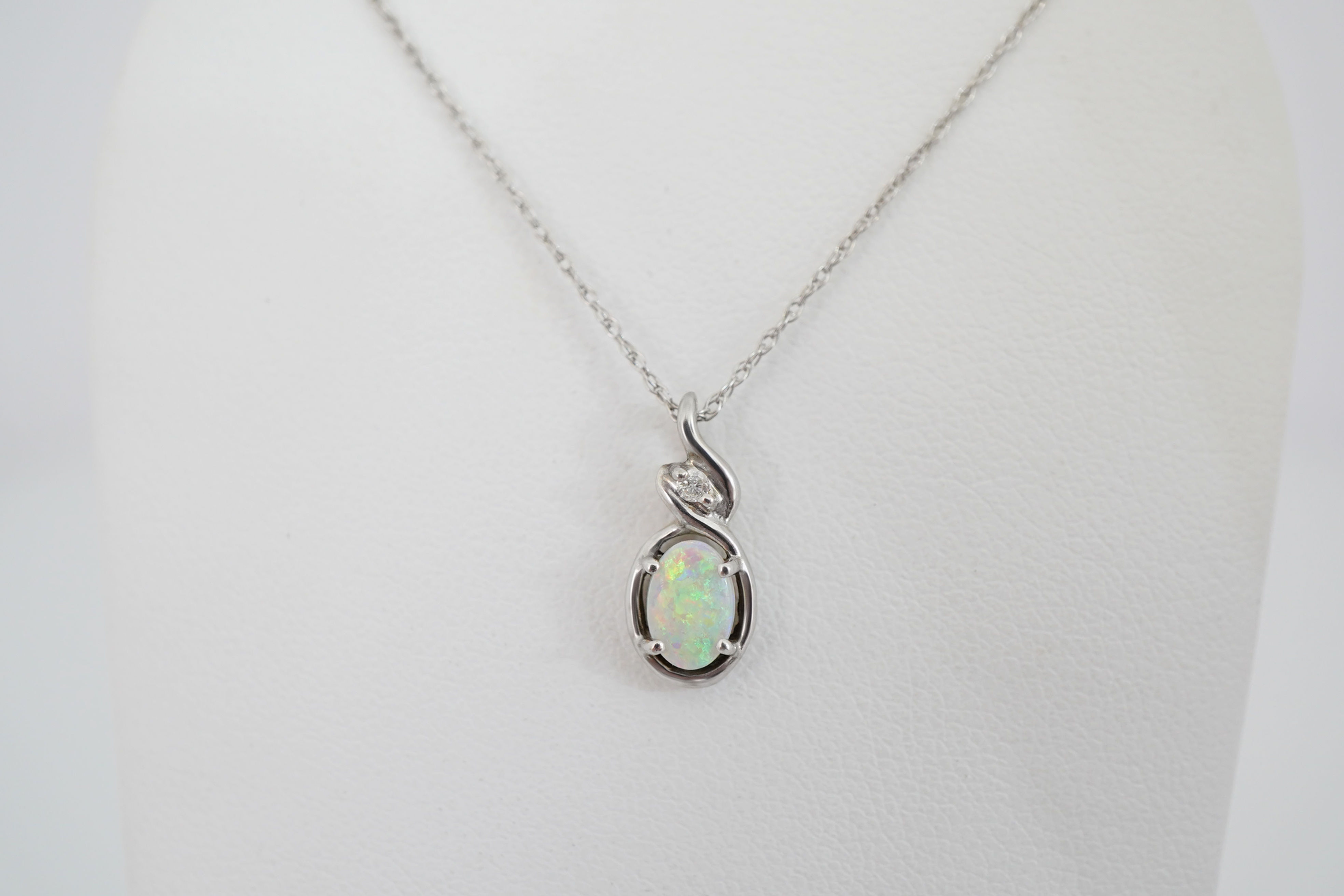 10k Figure-Eight Created Opal Necklace