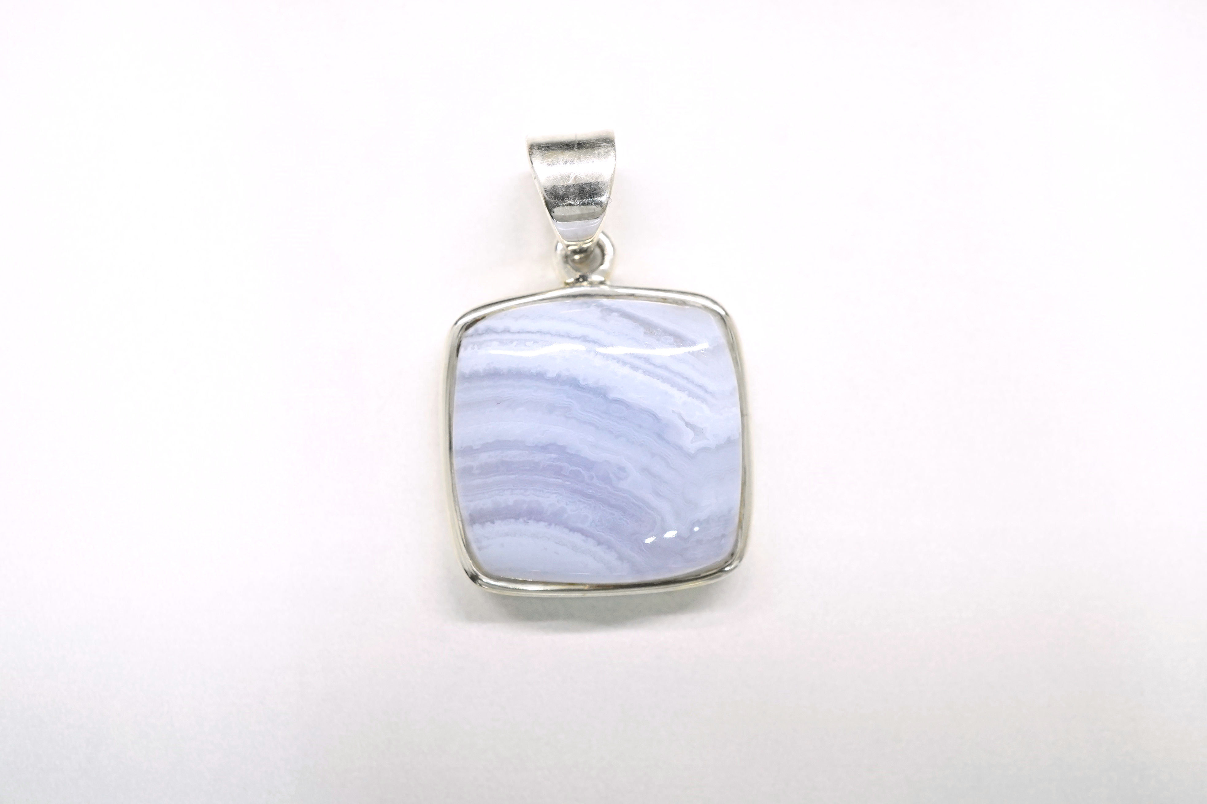 Sterling Silver Cushion Blue Lace Agate Pendant