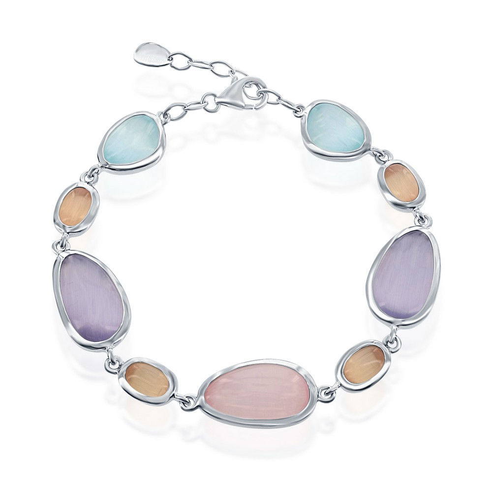 Sterling Silver Pastel Cat's Eye Bracelet