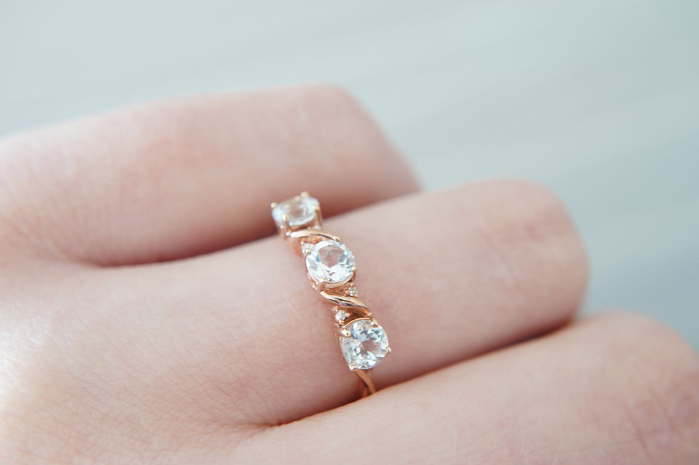 Thumbnail: 10k Rose, Aquamarine & Diamond Band