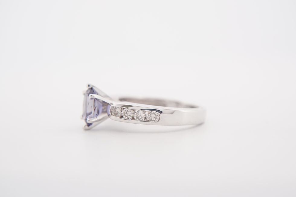 Thumbnail: 14k Oval Iolite & 1/3ctw Diamond Channel Ring