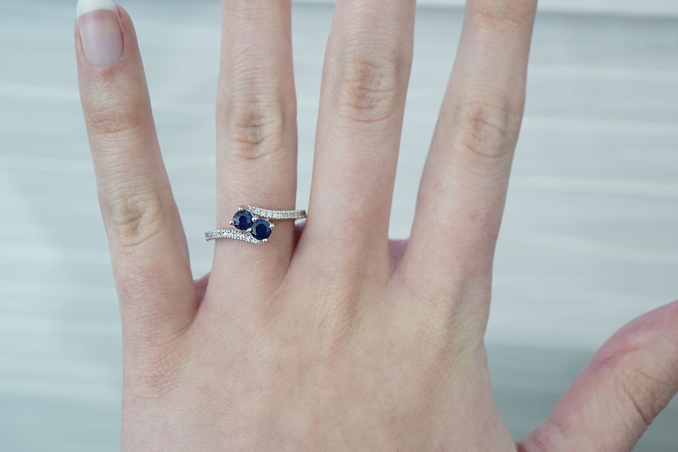 Thumbnail: 14k Blue Sapphire & Diamond Bypass Ring