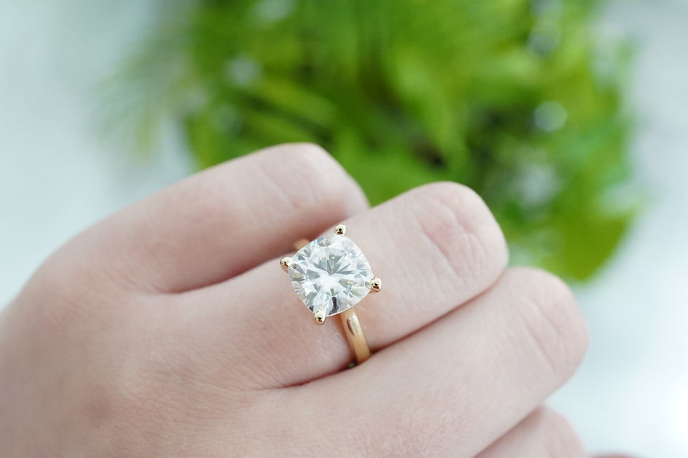 Thumbnail: 14k 3ct Cushion Moissanite Solitaire Ring