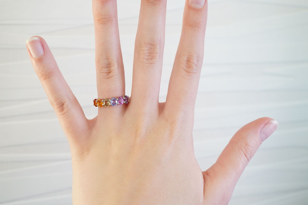 Thumbnail: 14k 2.65ctw Rainbow Sapphire Ring