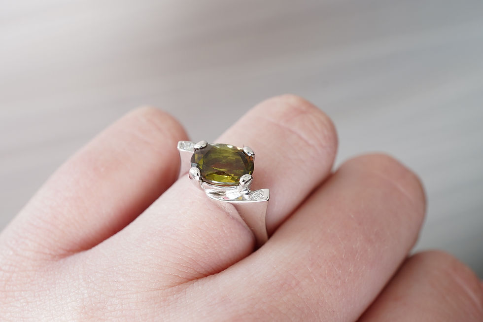 Thumbnail: 10k 2.21ct Andalusite & Diamond Bypass Ring