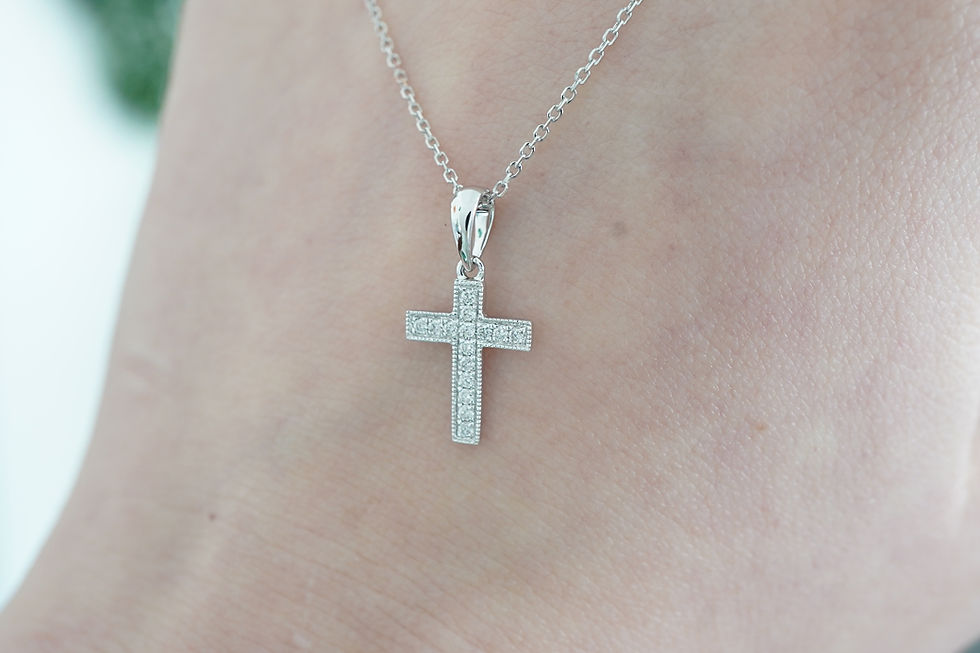 Thumbnail: 14k .08ctw Diamond Milgrain Cross Necklace