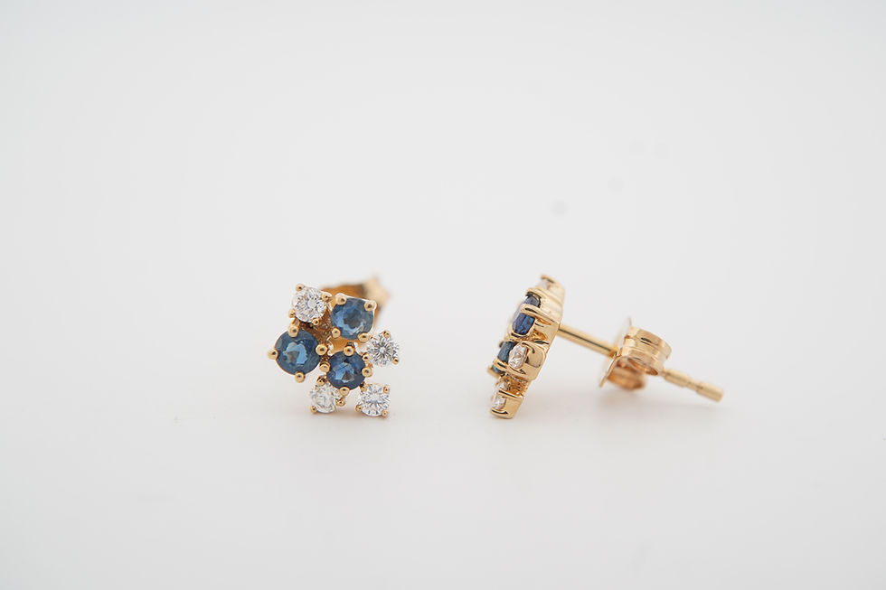 Thumbnail: 14k Sapphire & Diamond Scatter Cluster Earrings